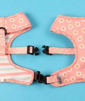 Custom Floral Reversible Soft Mesh Dog Harness Set